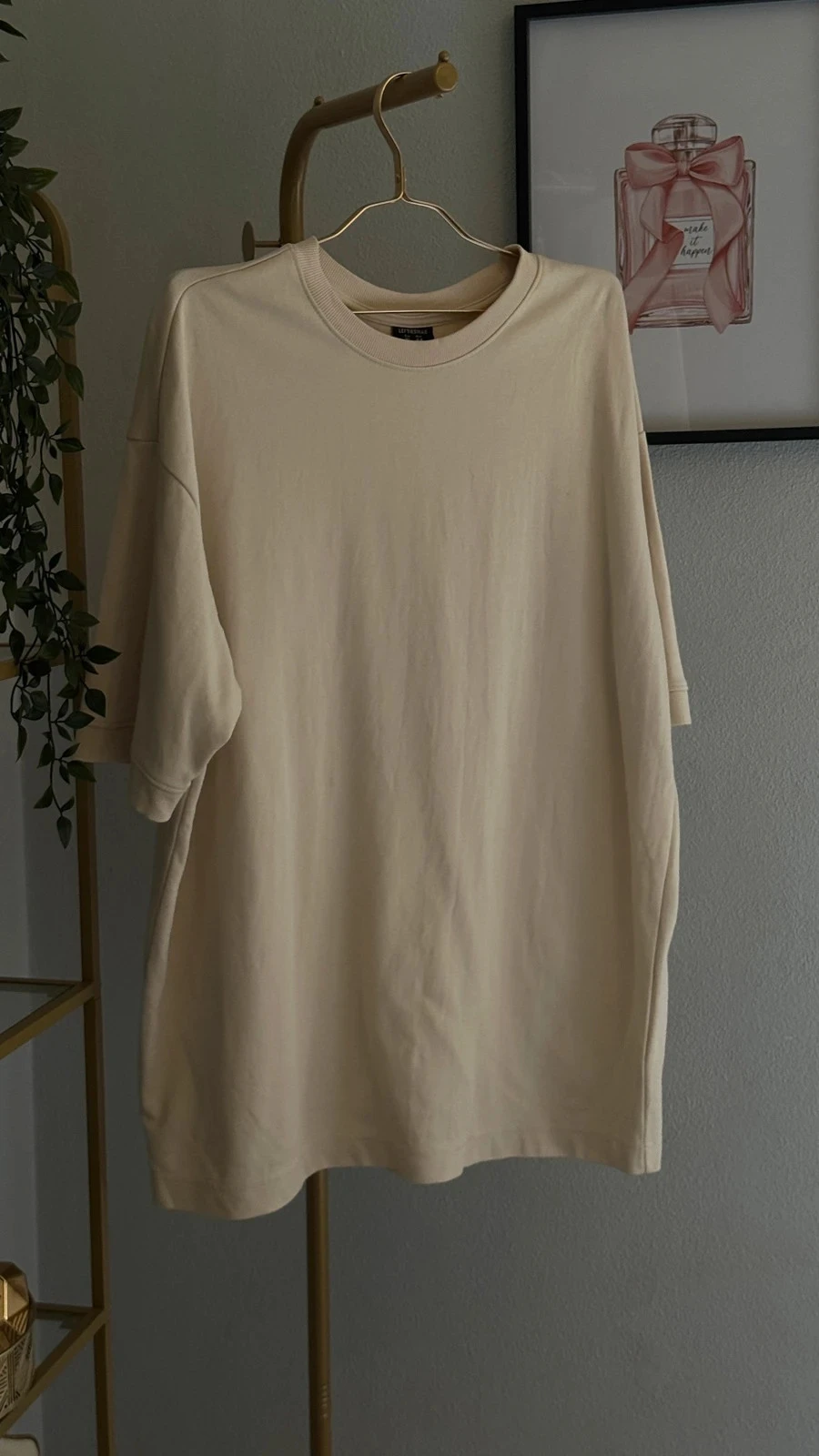 Mooie Bege / Crème Oversized Minimalistische T-Shirt • XL • TN273 – photo 2